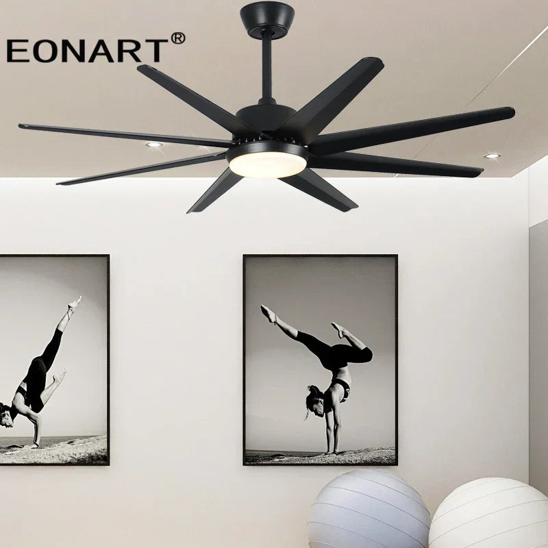 DecorBites™ 66" DC Ceiling Fan with Remote Control, Modern Aluminum 8-Blade LED Light