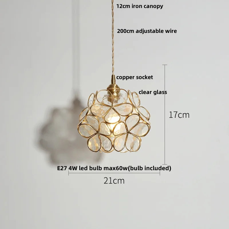 DecorBites™ Clear Glass Copper LED Pendant Lamp for Home Decor and Lighting