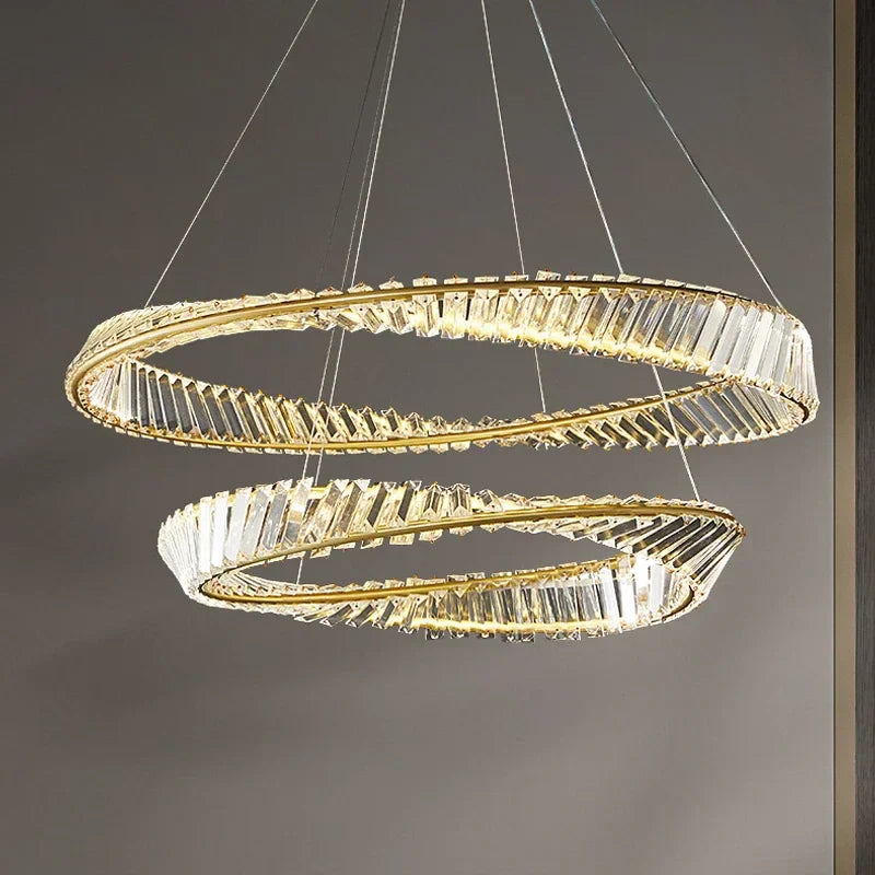 DecorBites™ Gold LED Crystal Pendant Chandelier for Luxury Living Dining Room LightingDécor