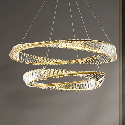 DecorBites™ Gold LED Crystal Pendant Chandelier for Luxury Living Dining Room LightingDécor