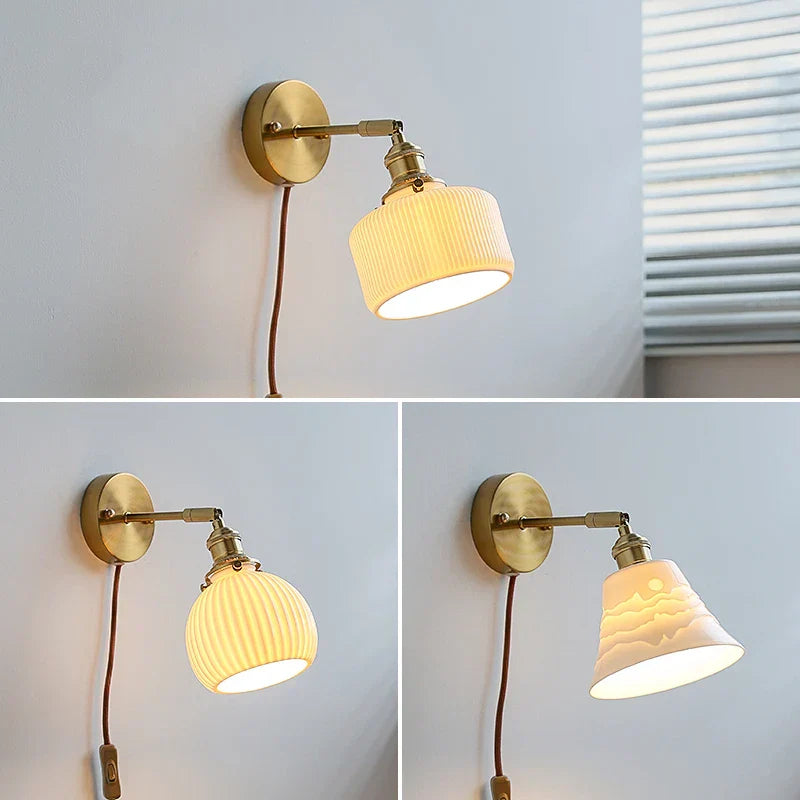 DecorBites™ Ceramic Wall Sconce with Adjustable Iron Arm for Living Room Décor