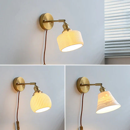 DecorBites™ Ceramic Wall Sconce with Adjustable Iron Arm for Living Room Décor