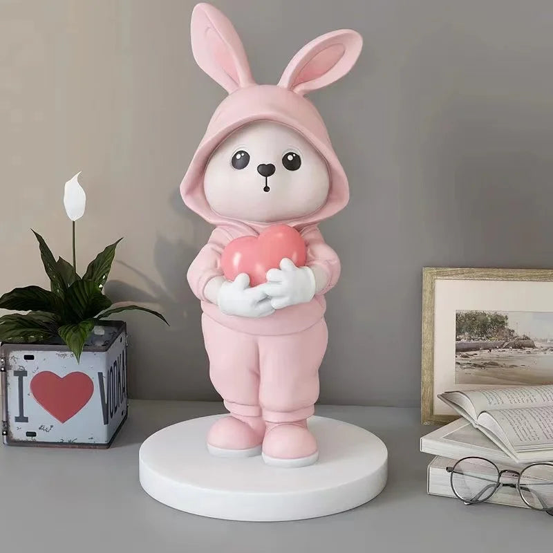 DecorBites™ Figuras de escritorio de conejos adorables, decoración para el hogar con dibujos animados, arte nórdico, artículos para manualidades