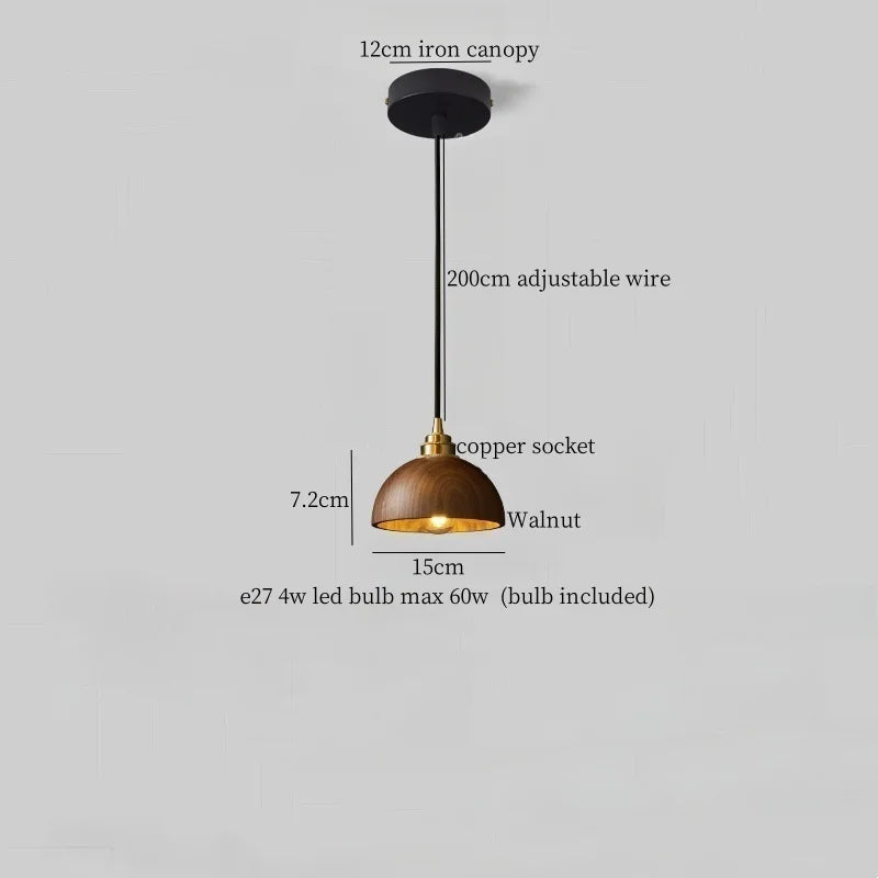 Decorbites™ Japanische LED-Hängeleuchte im Vintage-Stil aus Holz und Kupfer