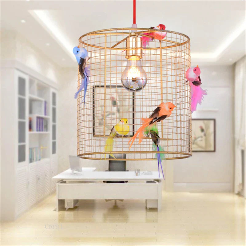 Lámpara colgante de jaula de pájaro Decorbites™ de oro para sala de estar, dormitorio y hogar en estilo nórdico loft