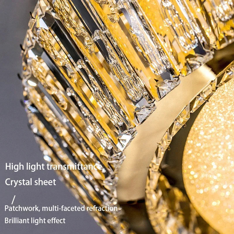 DecorBites™ Gold Crystal Glass LED Ceiling Light for Dining Living Room