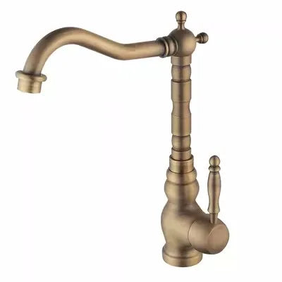 DecorBites™ Brass Carved Bathroom Faucet, Single Handle Hot & Cold Water Mixer Tap