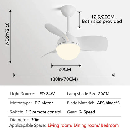 ديكوربايتس™ - مروحة سقف لغرفة النوم والدراسة مع ثريا كهربائية صامتة، 110 فولت 220 فولت