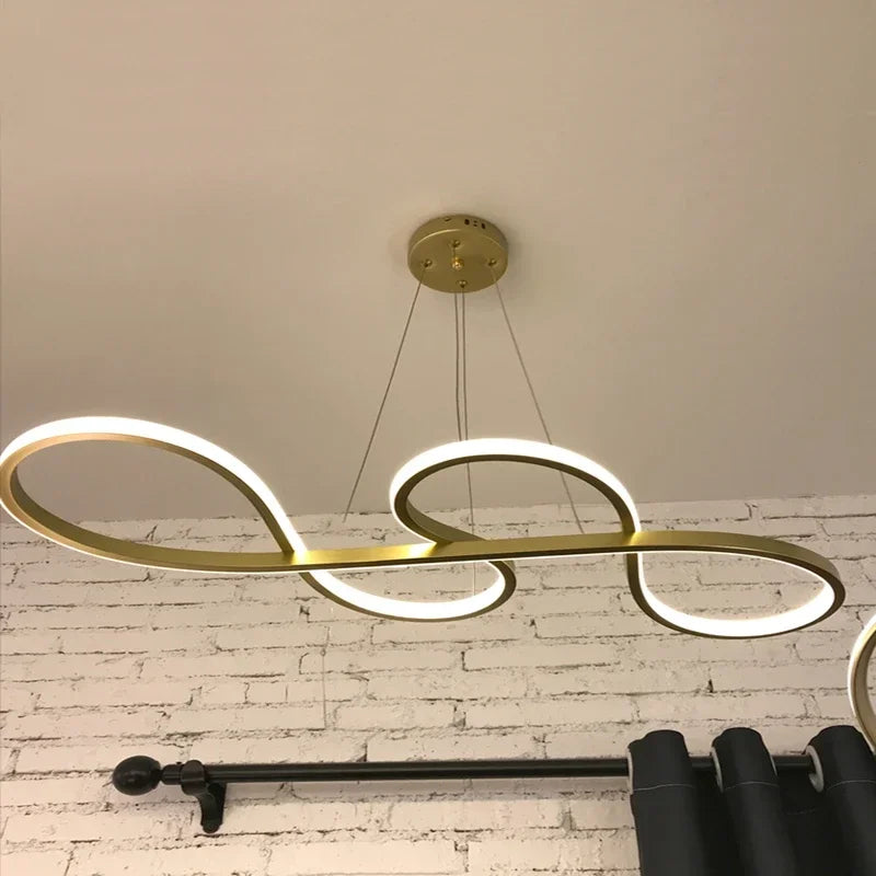 DecorBites™ Gold LED Chandelier: Modern Nordic Hanging Lamp for Dining Room, Kitchen, Bar, Office