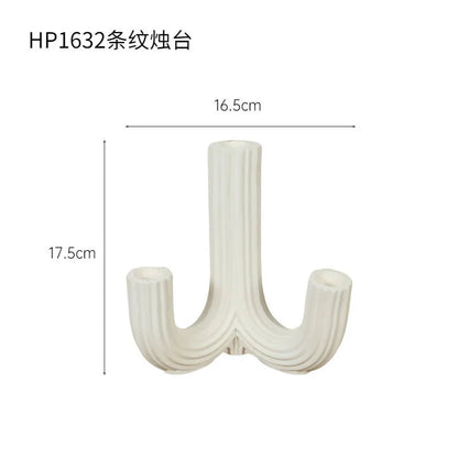 DecorBites™ Elegant White Ceramic Candlestick Holder for Home Decor and Dining Table