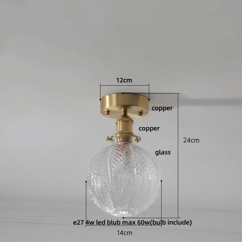 DecorBites™ Glass LED Ceiling Light for Living Room, Modern Copper Canopy, Nordic Style Fixtures