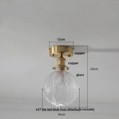 DecorBites™ Glass LED Ceiling Light for Living Room, Modern Copper Canopy, Nordic Style Fixtures