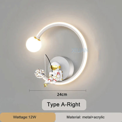 DecorBites™ Astronaut Wall Lamp: Gold White Black Bedroom Decor Resin Wall Mount Light