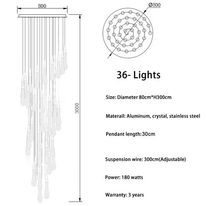 DecorBites™ Crystal LED Chandelier: Modern Art Pendant Light for Restaurant, Bar, Staircase & Loft