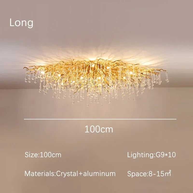 DecorBites™ Golden Chandelier Modern Luxury LED Glossy Ceiling Lamp