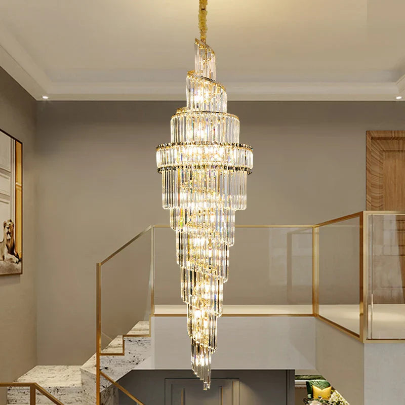 DecorBites™ Crystal Hollow Chandelier LED Light for Modern Luxury Living Room Loft