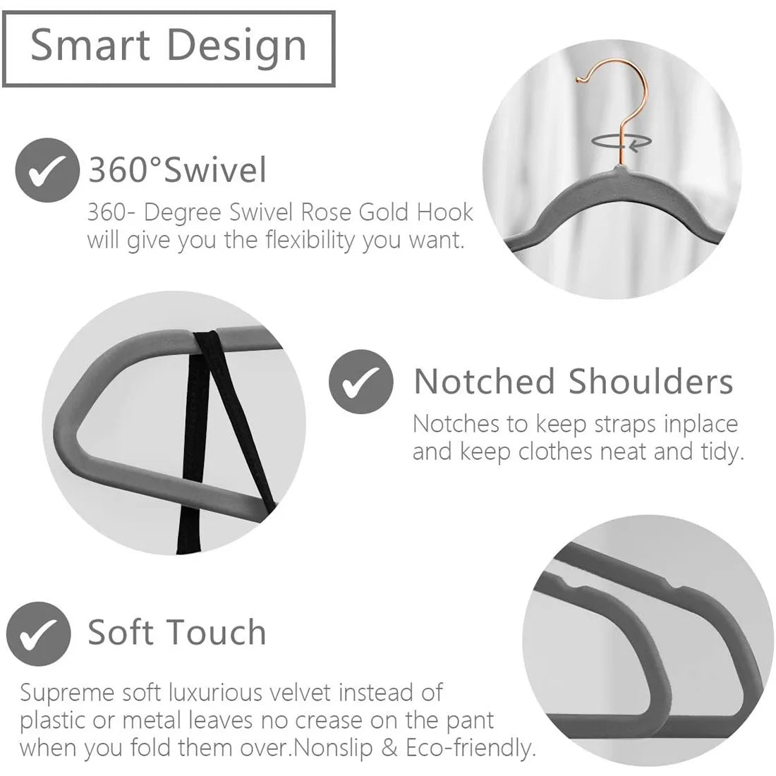 شماعة ديكوربايتس™ 45 سم: رف بنطلونات مخملي مانع للانزلاق لمتاجر الملابس