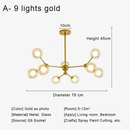 ثريا DecorBites™ الزجاجية المعلقة على شكل كرة لغرفة المعيشة وغرفة النوم وغرفة الطعام