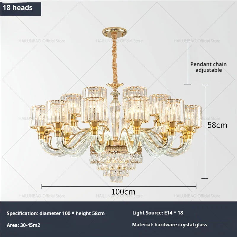 DecorBites™ Crystal Chandelier: Luxury Nordic Home Lamps for Living Room, Bedroom, Dining & Study