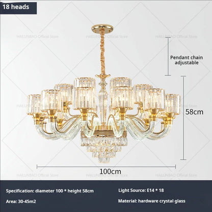 DecorBites™ Crystal Chandelier: Luxury Nordic Home Lamps for Living Room, Bedroom, Dining & Study