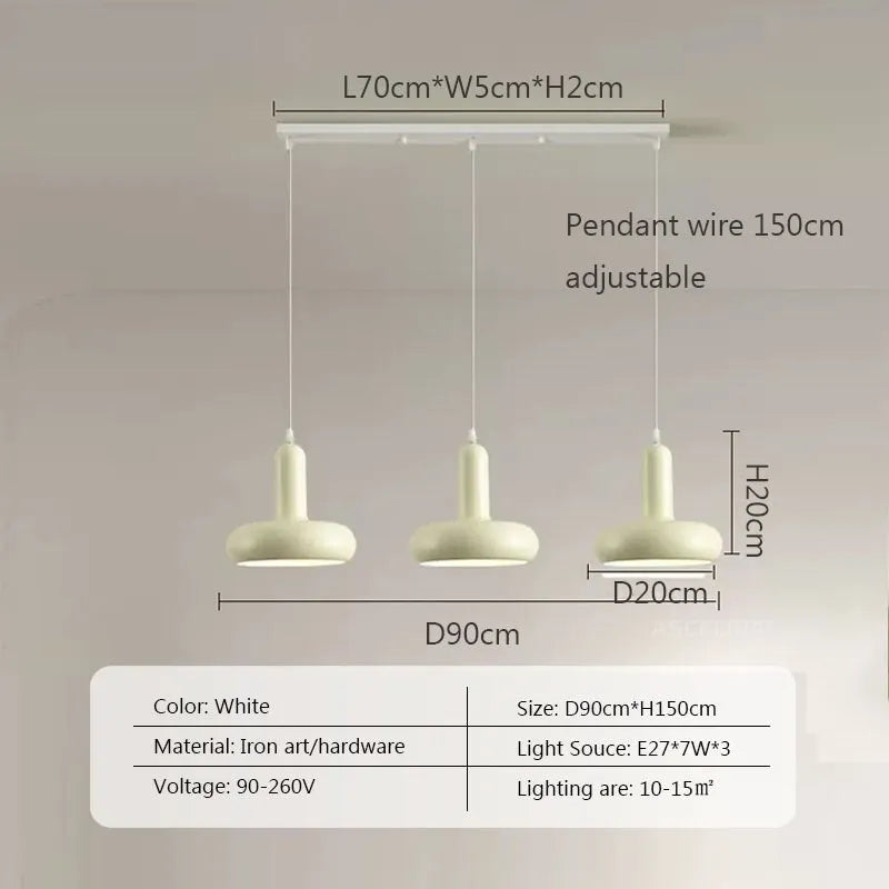 DecorBites™ Disc Shaped LED Pendant Light in Cream White Green for Bedroom Living Rooms