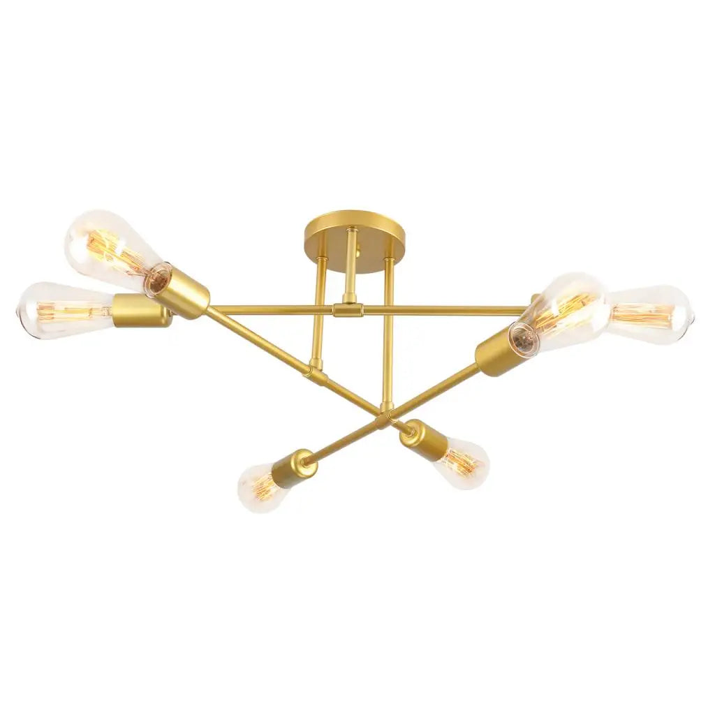Decorbites™ Lámpara de Techo de Jaula de Hierro Dorado Moderna Decoración Nórdica Retro para Loft E27