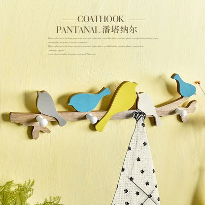 DecorBites™ Birds Coat Rack: Creative Wooden Hook Rail for Home Decor