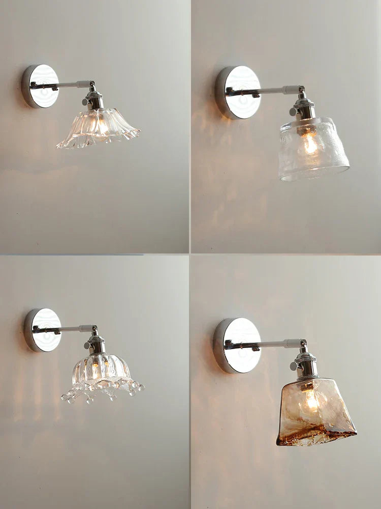 DecorBites™ Clear Glass LED Wall Lamp Pull Chain Switch Modern Up Down Rotatable Stair Light Fixtures