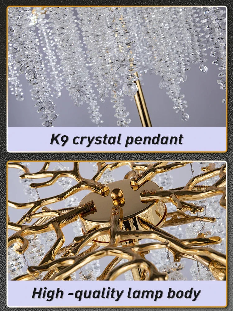 Lámpara de pie LED DecorBites™ Crystal Gold: Lujo nórdico para sala de estar y dormitorio