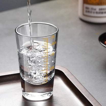 DecorBites™ Glass Spirit Set - Graduated Line Brandy Cups, Transparent Liquor Drinking Glasses