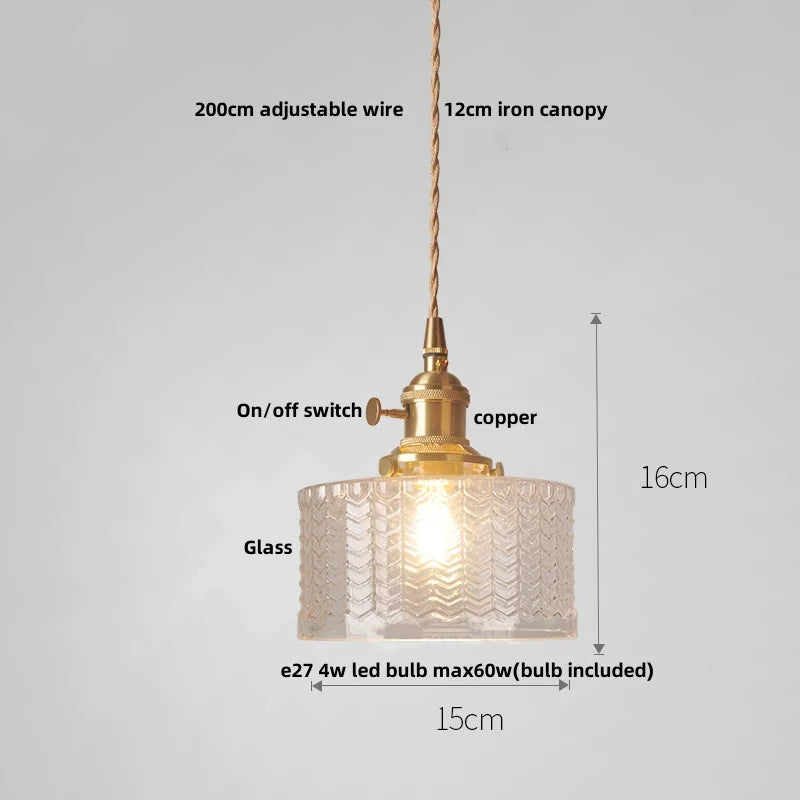 Green Glass Pendant Light Nordic Iron Frame