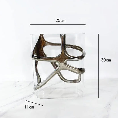 Jarrón de vidrio DecorBites™ con borde dorado y diseños geométricos para decoración del hogar