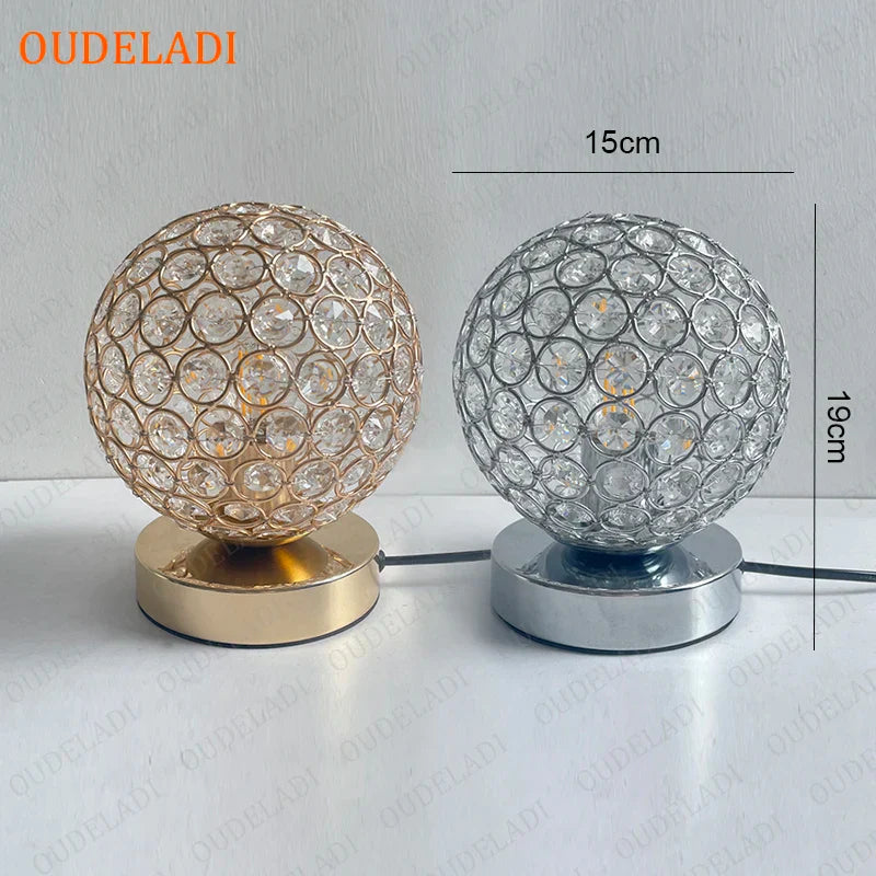 DecorBites™ Crystal Table Lamp: Modern Desktop E27 LED Desk Lamp for Parlor, Bed Room, Bedside Cabinet