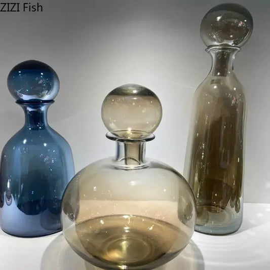 DecorBites™ Amber Glass Vase Hydroponics Desk Decoration Modern Home Decor