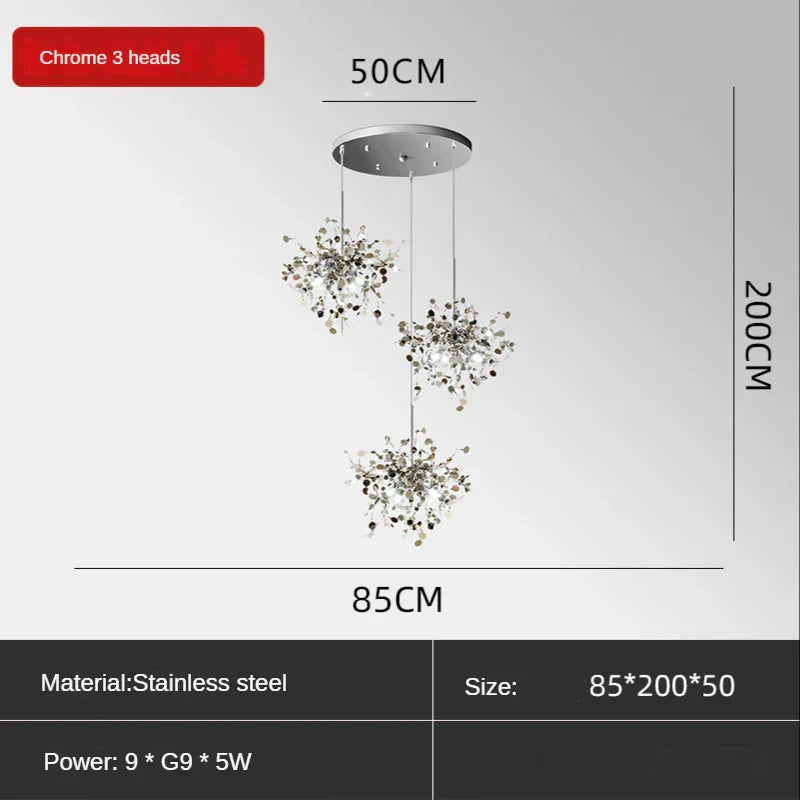 DecorBites™ Leaf Sequin Ceiling Chandelier for Modern Living Room, Restaurant, Bar, or Dining Table