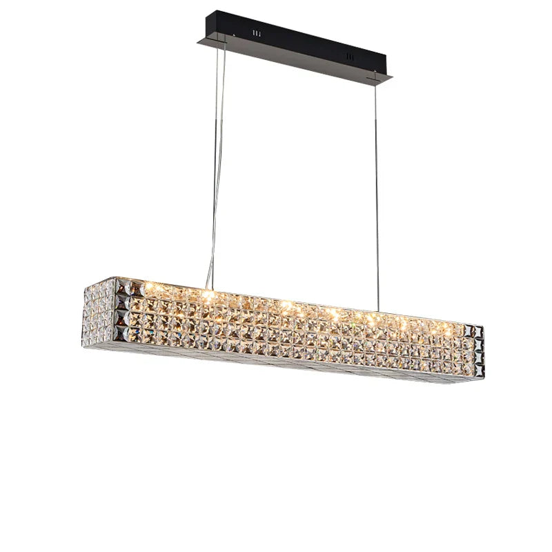 DecorBites™ Crystal Chandelier: LED Ceiling Dining Room Lighting for Long Table Decor