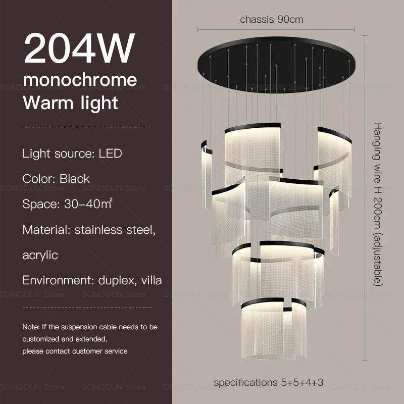 DecorBites™ Acrylic Chandelier: Modern Nordic Style Lighting for Luxury Living Room & Staircase