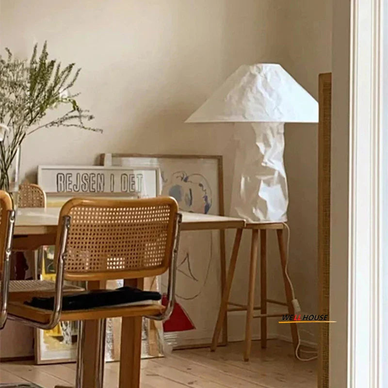 DecorBites™ Japanese Paper Floor Lamp: Nordic Design Wabi Sabi LED Table Lamp for Bedroom, Living Room