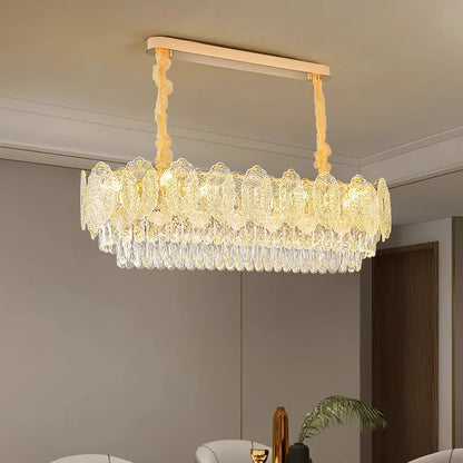 DecorBites™ Gold Glass Dining Table Lamp | Modern Round Crystal Hanging Pendant Lights