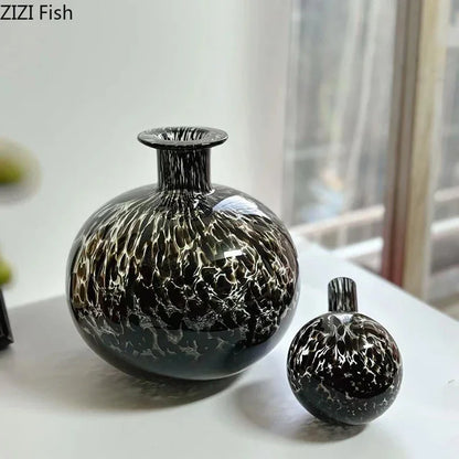 DecorBites™ Leopard Texture Glass Vase: Modern Floral Vase for Chic Room Decor