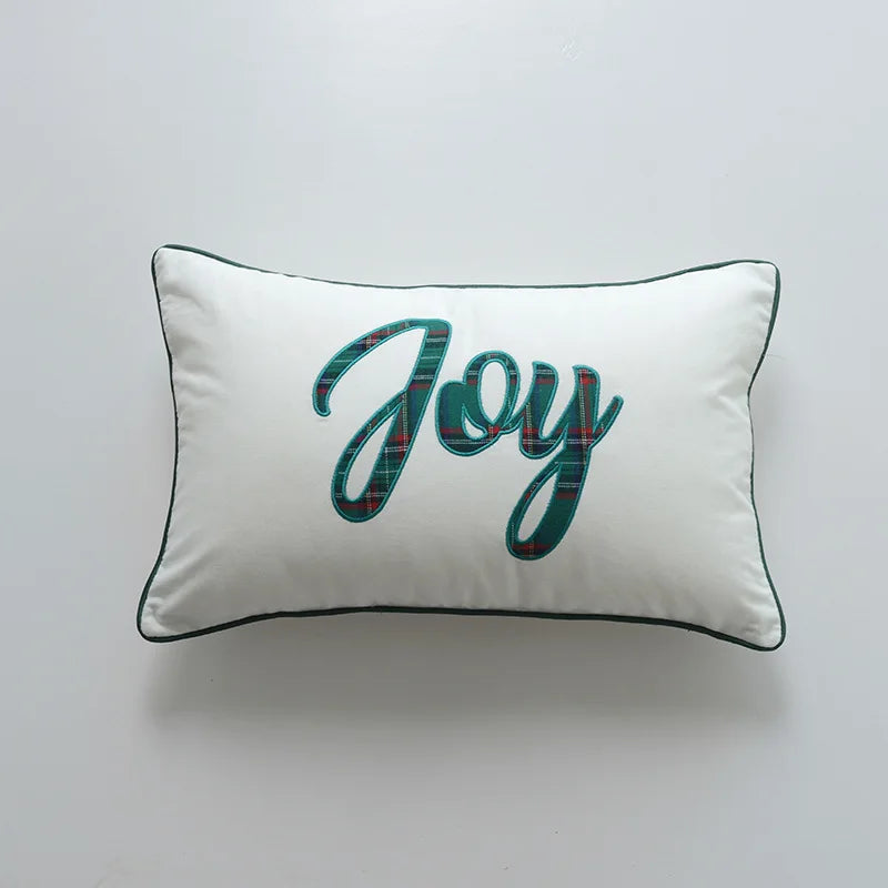 DecorBites™ Christmas Cartoon Letter Embroidered Pillow Cover Festive Sofa Cushion