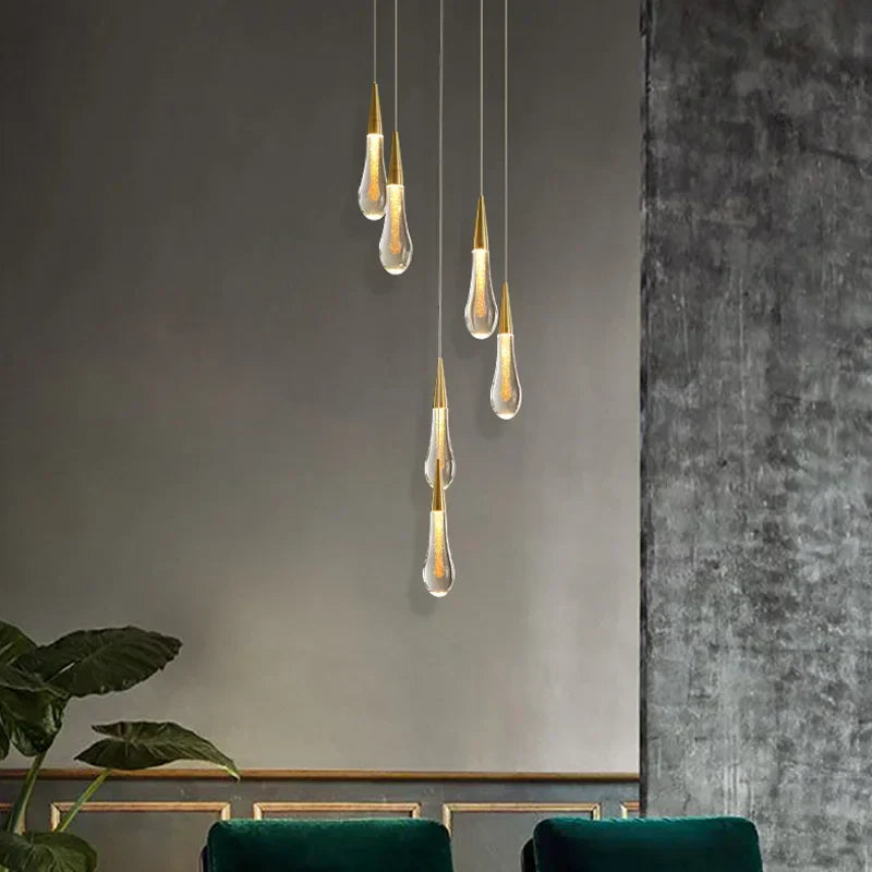 Gold Crystal Staircase Fixture