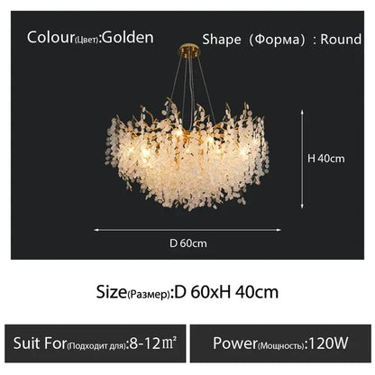 DecorBites™ Gold Chandelier Glass Pendant Lamp for Home Decor - Modern Luxury Lighting