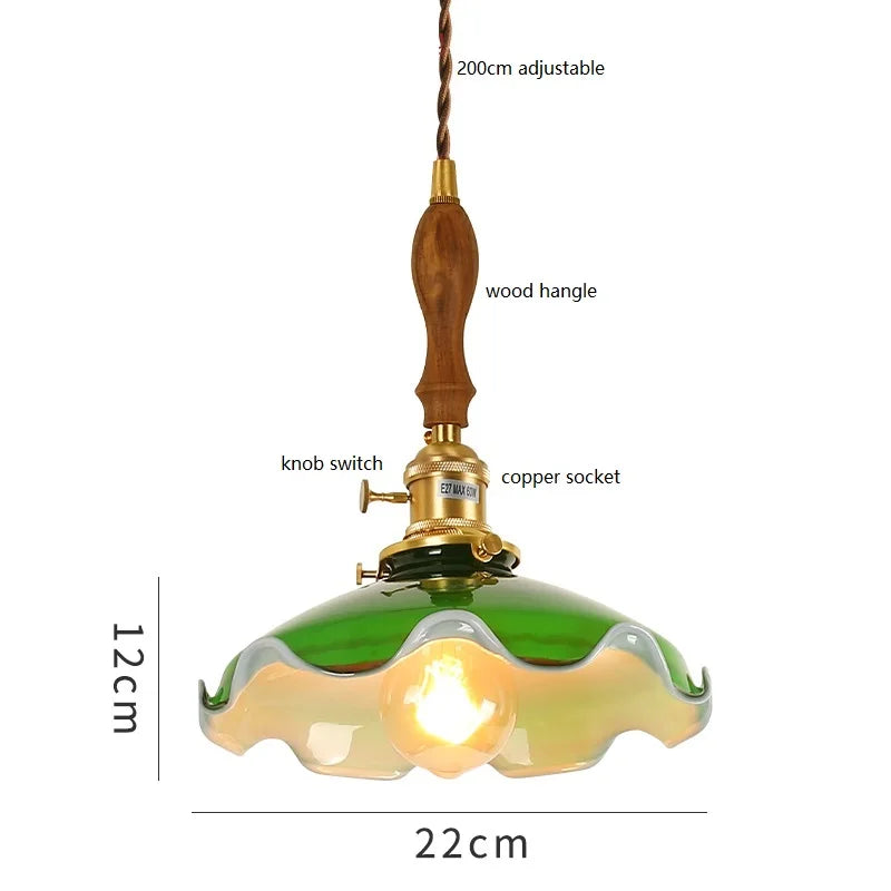 DecorBites™ Green Glass LED Pendant Light for Home, Restaurant, Bar, and Loft Style Decor.