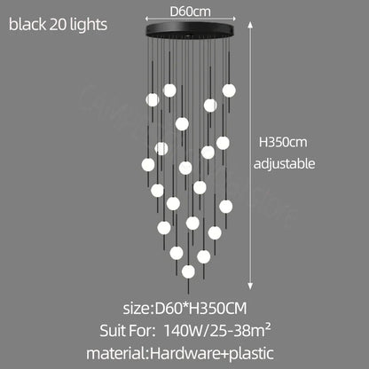 Lámparas de araña LED creativas DecorBites™: Diseño lujoso para salas de estar, grandes luminarias para escaleras