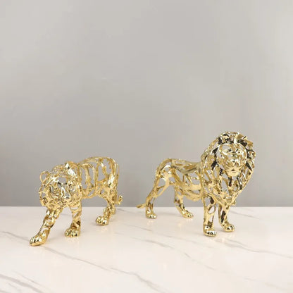 DecorBites™ Juego de esculturas de animales calados dorados para decoración del hogar
