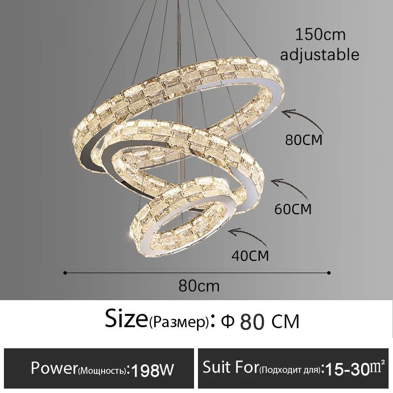 DecorBites™ Golden Crystal Ring Chandelier: Luxury Gloss Ceiling Lighting for Modern Living Room