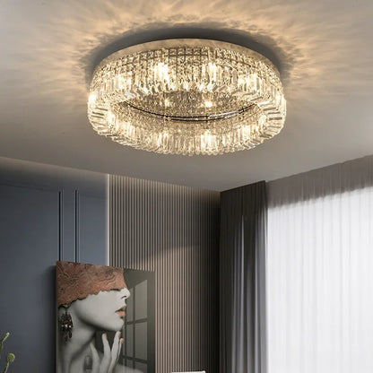 DecorBites™ Crystal Glass Round LED Ceiling Light - Luxury Indoor Lighting Solution