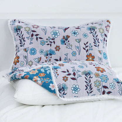 DecorBites™ Lace Trim Pillow Towel - Double Sided Yarn-Dyed Jacquard - 52*75 CM - Five-Layer Cotton Gauze