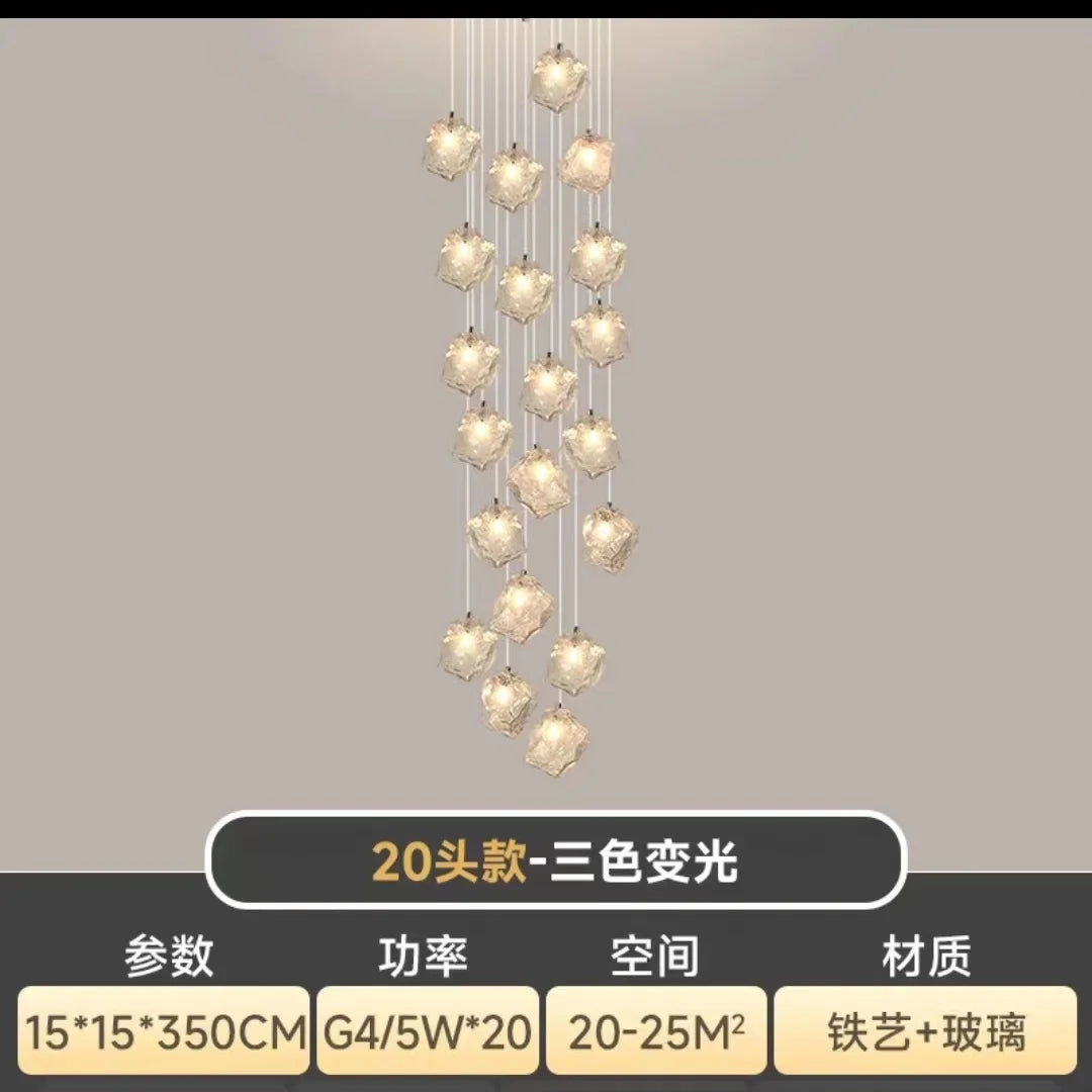 Lámparas colgantes tipo araña cúbicas DecorBites™ para restaurantes, lofts, escaleras, dormitorios y decoración artística.